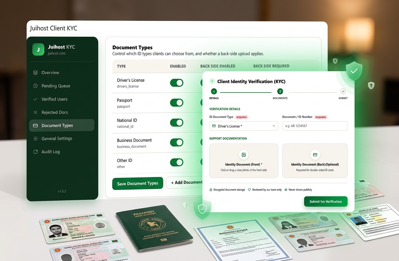 Juihost Client KYC Verification Whmcs Module